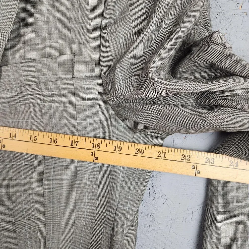 Lauren Ralph Lauren Blazer Mens 42L Gray Glen Plaid Slim Fit Wool Sport Coat